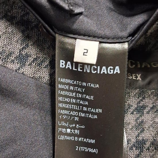 Balenciaga Oversize-Mantel mit Hahnentrittmuster in grauem Polyester - Image 5