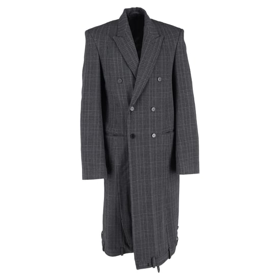 Balenciaga Deconstructed Check Coat aus grauer Wolle - Image 1