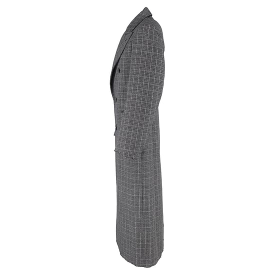 Balenciaga karierter, zweireihiger Mantel in lockerer Passform aus grauer Wolle - Image 2