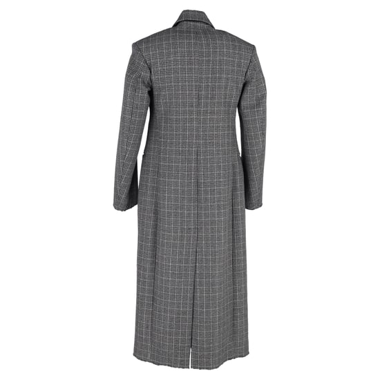 Balenciaga karierter, zweireihiger Mantel in lockerer Passform aus grauer Wolle - Image 3
