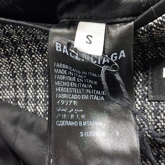 Balenciaga karierter, zweireihiger Mantel in lockerer Passform aus grauer Wolle - Image 5