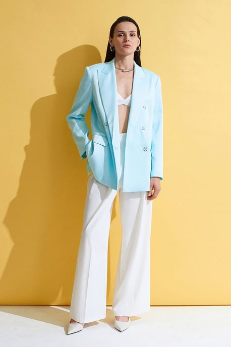 Langer Satin-Blazer mit Schalkragen - Image 1