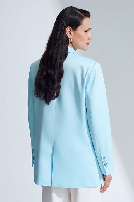 Langer Satin-Blazer mit Schalkragen - Image 3