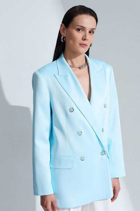 Langer Satin-Blazer mit Schalkragen - Image 5