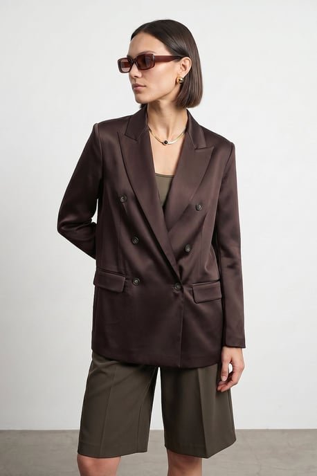 Langer Satin-Schalkragen-Blazer - Image 3