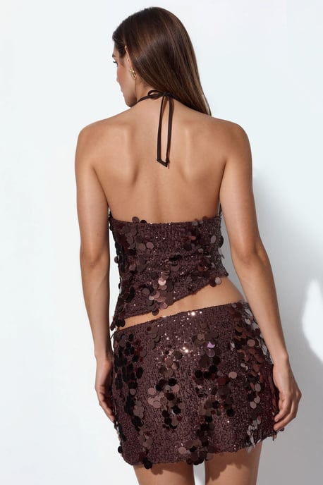 Damen High-Waist A-Linien Minirock mit Pailletten - Image 4