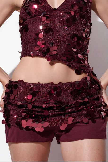 Damen High-Waist A-Linien Minirock mit Pailletten - Image 5