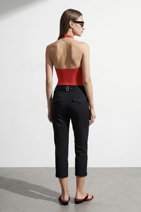 Damen Hochtaillierte Weite Caprihose - Image 2