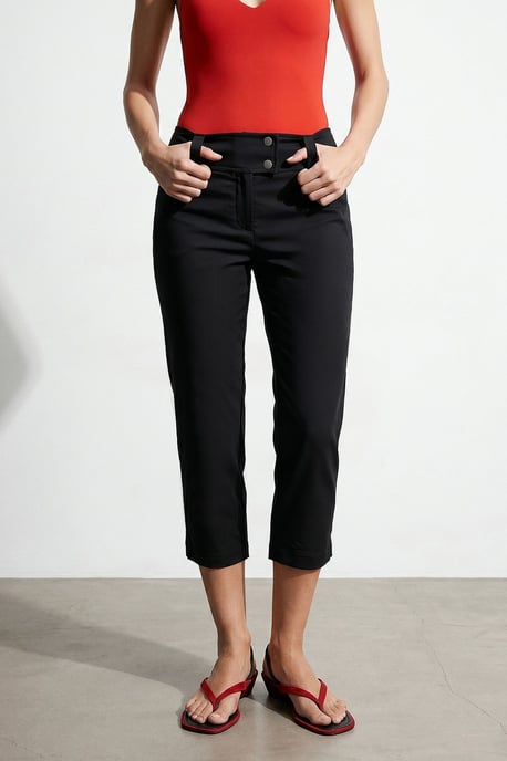 Damen Hochtaillierte Weite Caprihose - Image 3