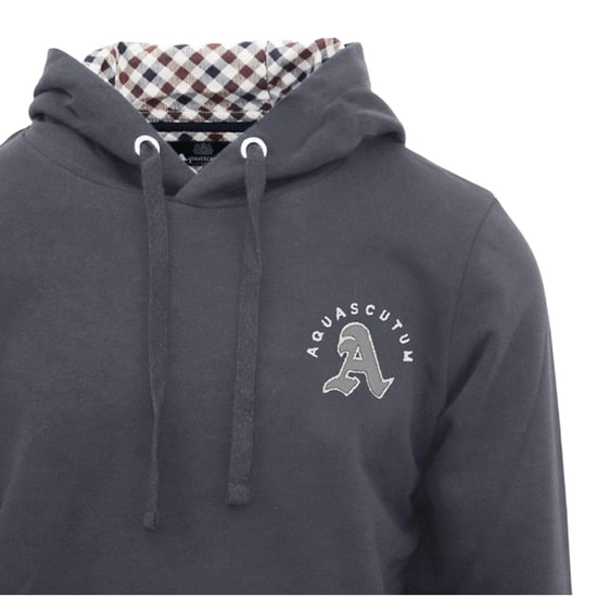 Aquascutum - Kapuzenpullover für Herren, Kängurutasche, Langärmlig (Schwarzgrau) - Image 3