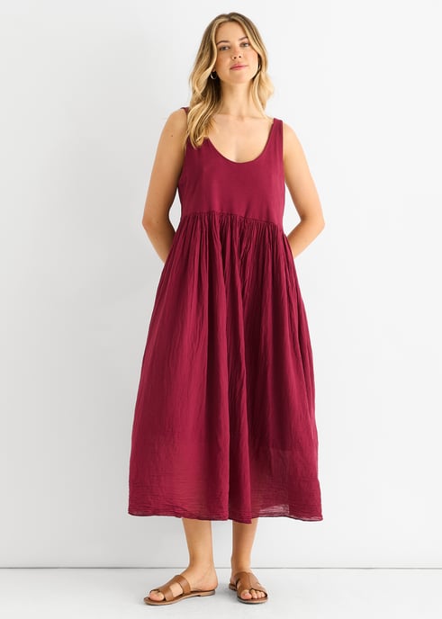 Rotes Midi-Kleid aus Jersey mit U-Ausschnitt - Image 1
