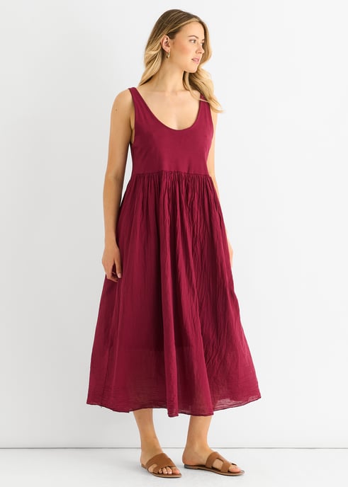 Rotes Midi-Kleid aus Jersey mit U-Ausschnitt - Image 3