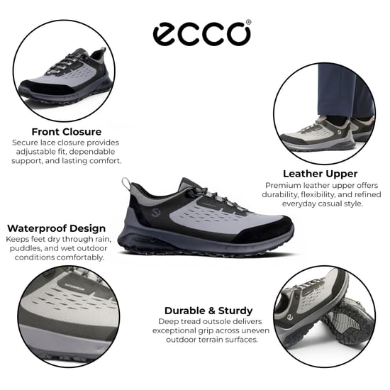 Ecco Herren Schwarz-Grau Leder wasserdichte Outdoor-Sneakerschuhe - ULT-TRN - Image 2