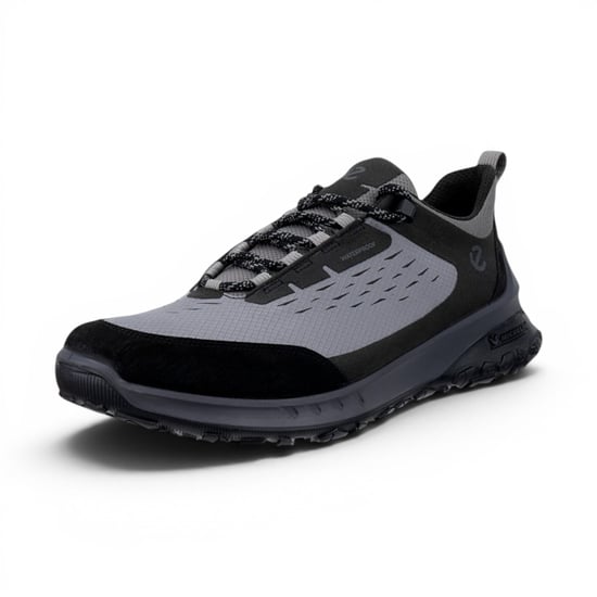 Ecco Herren Schwarz-Grau Leder wasserdichte Outdoor-Sneakerschuhe - ULT-TRN - Image 4