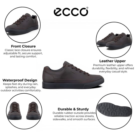 Ecco Herren braune Leder wasserdichte Sneakerschuhe – Soft 10 - Image 2