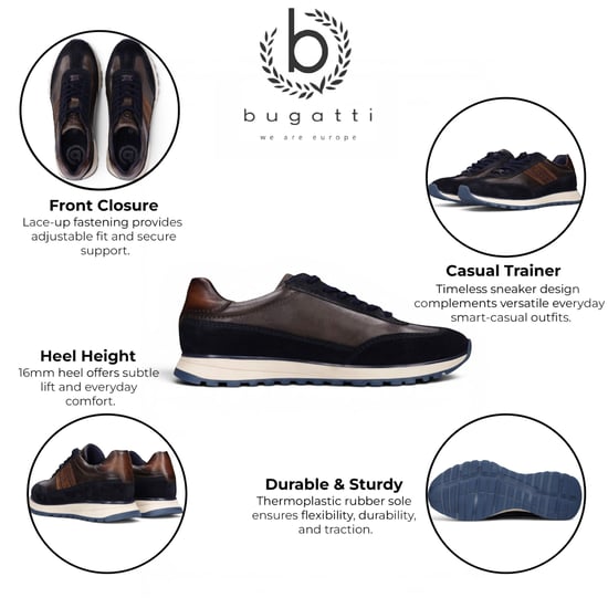 Bugatti Herren Marineblaue Leder-Schnürschuhe – Timon - Image 2