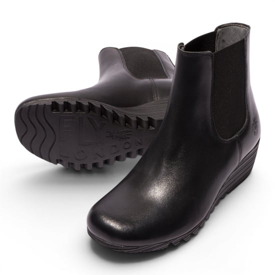 Fly London Damen Schwarze Leder-Chelsea-Stiefel mit Keilabsatz – ORFU496 - Image 5