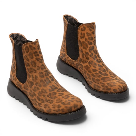Fly London Damen Leopard Tan Chelsea Wildlederleder-Knöchelstiefel – SALV195 - Image 3