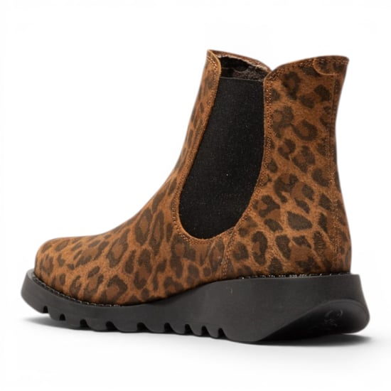 Fly London Damen Leopard Tan Chelsea Wildlederleder-Knöchelstiefel – SALV195 - Image 4