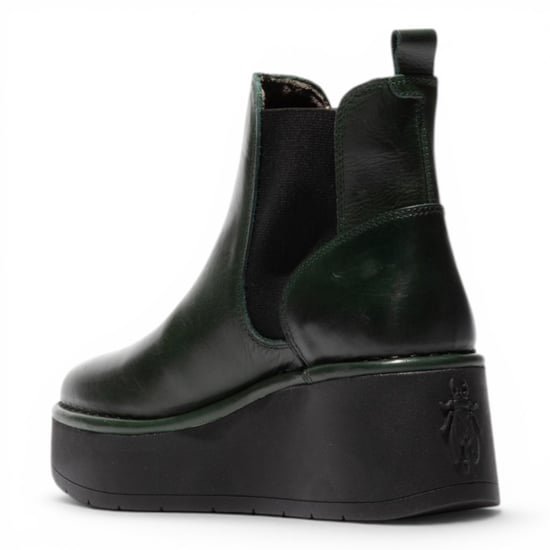 Fly London Womens Green Leather Chelsea Ankle Platform Boots – HELY268 - Image 4