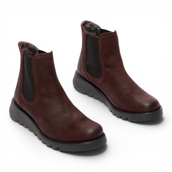 Fly London Damen burgundy Chelsea Wildlederleder-Knöchelstiefel – SALV195 - Image 3