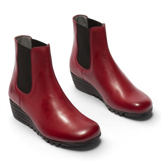 Fly London Damen-Burgundrote Leder-Chelsea-Stiefel mit Keilabsatz – ORFU496 - Image 3