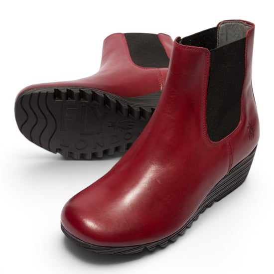 Fly London Damen-Burgundrote Leder-Chelsea-Stiefel mit Keilabsatz – ORFU496 - Image 5