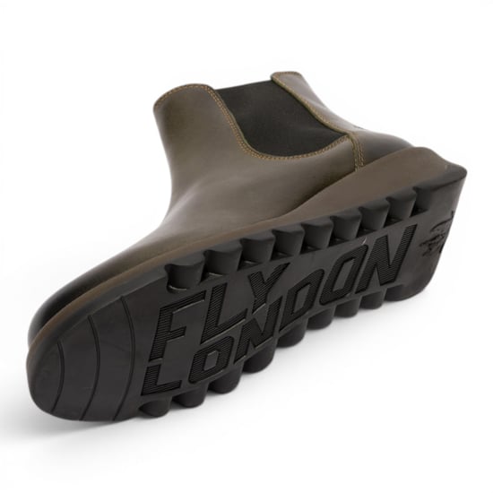 Fly London Damen Diesel Green Chelsea Leder-Knöchelstiefel – SALV195 - Image 4