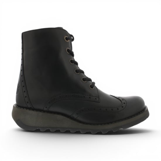 Fly London Damen Schwarze Leder-Schnürstiefel – SARL069 - Image 1