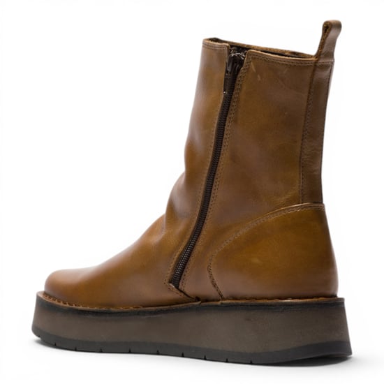 Fly London Damen beige Leder-Reißverschluss-Plateau-Stiefel – RENO053FLY - Image 4
