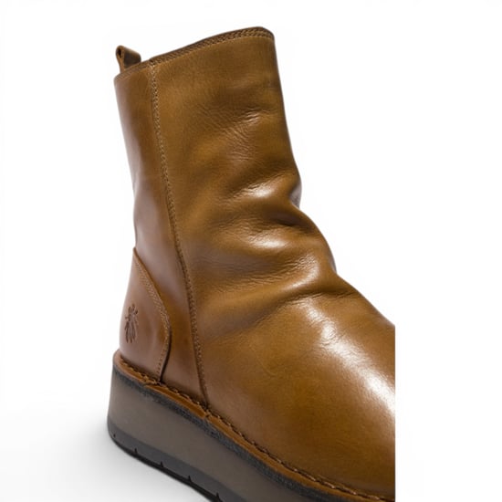 Fly London Damen beige Leder-Reißverschluss-Plateau-Stiefel – RENO053FLY - Image 5