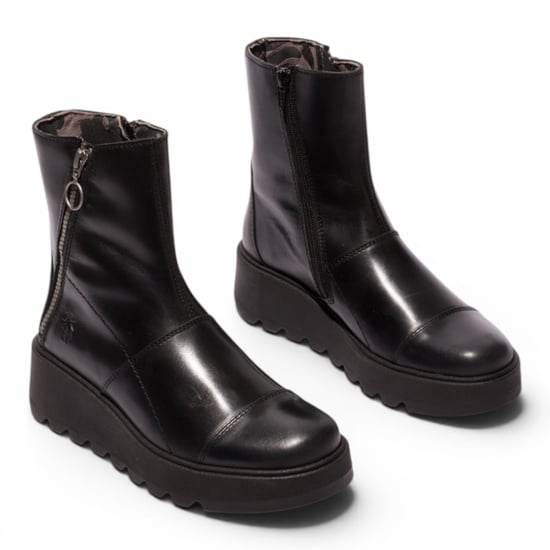 Fly London Damen Schwarze Leder-Reißverschluss-Plattform-Knöchelstiefel – TARP553FLY - Image 3