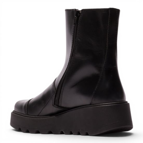 Fly London Damen Schwarze Leder-Reißverschluss-Plattform-Knöchelstiefel – TARP553FLY - Image 4