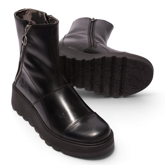 Fly London Damen Schwarze Leder-Reißverschluss-Plattform-Knöchelstiefel – TARP553FLY - Image 5