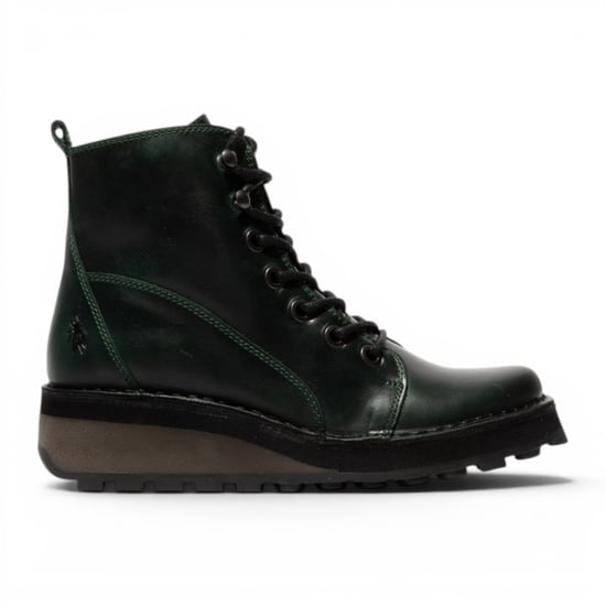 Fly London Womens Green Leather Schnürstiefel – HAZI147 - Image 1