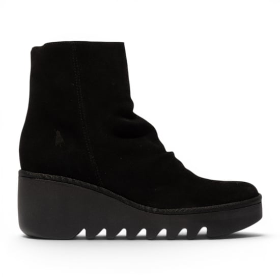 Fly London Damen Schwarze Wildlederleder-Wedge-Heel-Plattformstiefel – BAAN538 - Image 1
