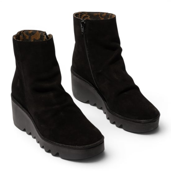 Fly London Damen Schwarze Wildlederleder-Wedge-Heel-Plattformstiefel – BAAN538 - Image 3