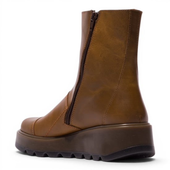 Fly London Damen-Tan Leder-Reißverschluss-Plateau-Knöchelstiefel – TARP553FLY - Image 4