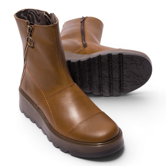 Fly London Damen-Tan Leder-Reißverschluss-Plateau-Knöchelstiefel – TARP553FLY - Image 5