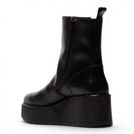 Fly London Damen Schwarze Leder-Keilfersen-Plattformstiefel – HEIJ272 - Image 4