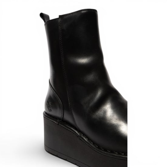 Fly London Damen Schwarze Leder-Keilfersen-Plattformstiefel – HEIJ272 - Image 5