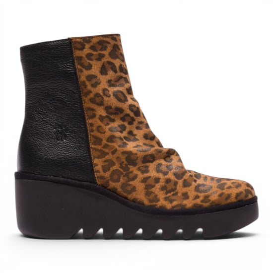 Fly London Damen-Schwarz-Tan Wildleder-Plattformstiefel mit Keilabsatz – BAAN538 - Image 1
