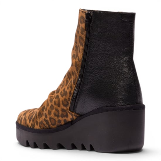 Fly London Damen-Schwarz-Tan Wildleder-Plattformstiefel mit Keilabsatz – BAAN538 - Image 4