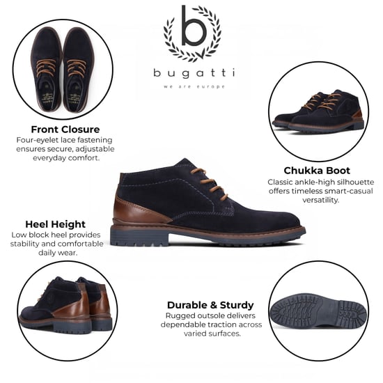 Bugatti Herren dunkelbraune Wildlederleder-Schnürstiefel für Wüstenknöchel – Rigalo Evo - Image 2