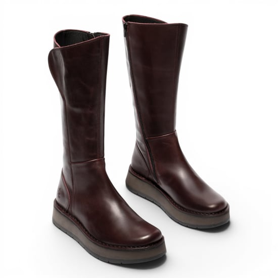 Fly London Damen Weinleder High Pull On lange Stiefel – RHEA042 - Image 3