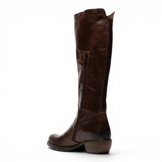 Fly London Damen braune Leder-Langstiefel mit hohen Absätzen – MISTRY - Image 4