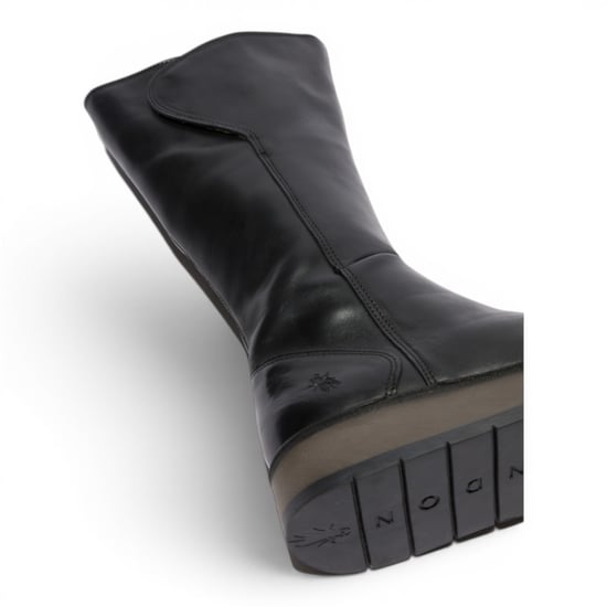 Fly London Damen Schwarze Lederstiefel mit hohem Zug – RHEA042 - Image 5