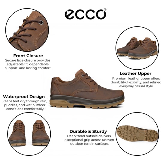 Ecco Herren Camel Brown Leder wasserdichte Freizeitschuhe – Rugged Track 25 - Image 2