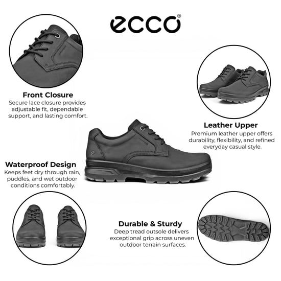 Ecco Herren schwarze Leder-Wasserdichte Freizeitschuhe – Rugged Track 25 - Image 2