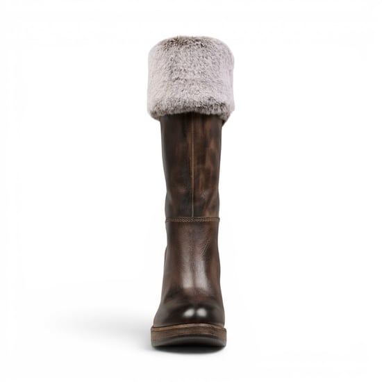 Windsorsmith Damen-Braune Leder-Fellstiefel mit hohem Absatz für Damen zur Mitte der Waden – Lovestruck - Image 3